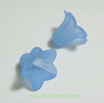 Flori acrilice, frosted, albastre, 16x12mm