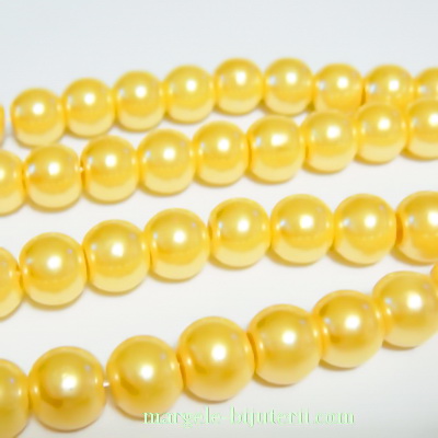 Perle sticla galben-auriu, 8mm