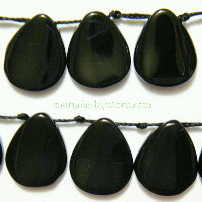 Frunzulite agata neagra, briolete 17x14x3mm
