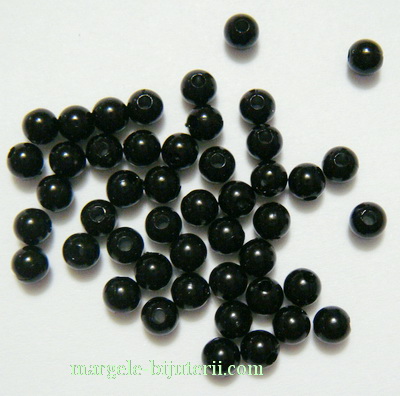 Margele plastic negre, 4mm