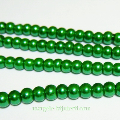 Perle sticla,  verde deschis, 4mm