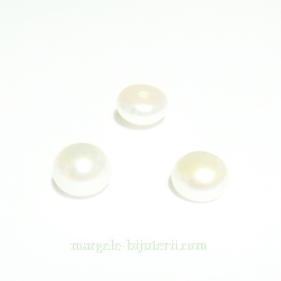 Perle sidef,  albe, semigaurite, 6x4mm
