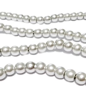 Perle sticla, argintii, 6mm