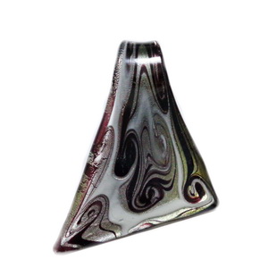 Pandantiv Murano, triunghiular,  negru cu argintiu, 10~45x 52mm