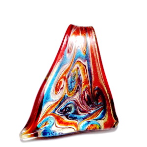 Pandantiv Murano, triunghiular,  rosu cu argintiu, 10~45x 52mm