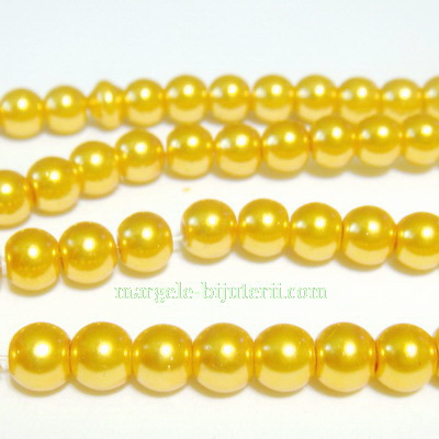 Perle sticla, auriu-metalizat, 6mm