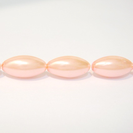 Perle sticla ovale, roz 16x8mm