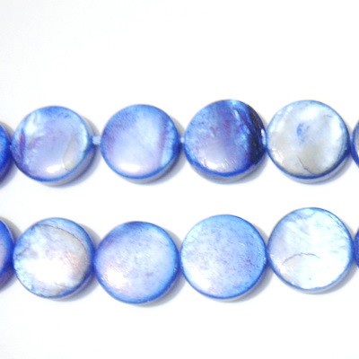 Perle sidef, plate, albastru-cobalt, 10x3mm