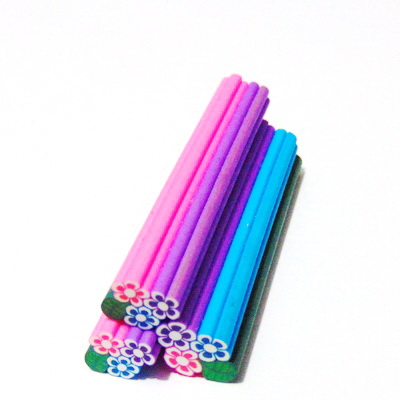 Bete fimo formate din 4 tubulete, roz-turcoaz-violet-verde, 50x8-10mm