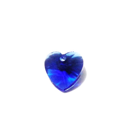 Pandantiv sticla, fatetat, albastru, inima 10x10x5mm