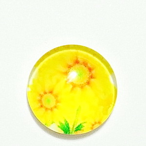 Cabochon sticla, cu flori, 20mm, model 37
