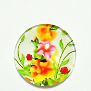 Cabochon sticla, cu flori, 20mm, model 38