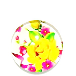 Cabochon sticla, cu flori, 20mm, model 39