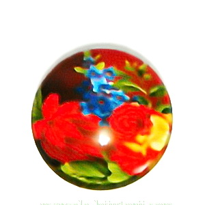 Cabochon sticla, cu flori, 20mm, model 44