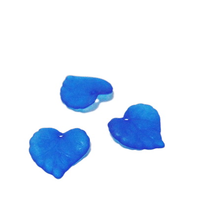 Frunza acrilica, frosted, albastru-cobalt, 16x15x2mm
