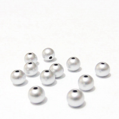 Perle plastic, argintii, mate, 6mm