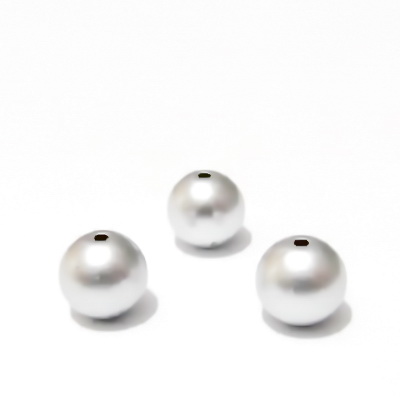 Perle plastic, argintii, mate, 10mm