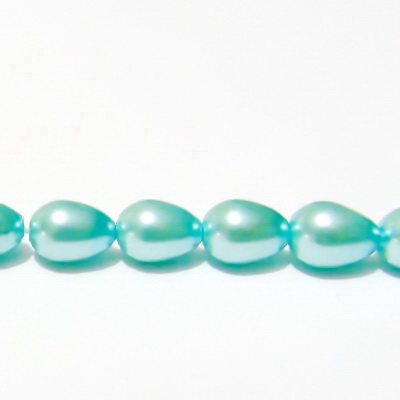 Perle sticla, bleu, lacrima 8x6mm