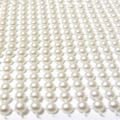 Cabochon perle plastic, crem, insiruite pe ata, 11 x 0.25cm