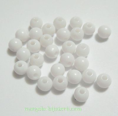 Margele plastic albe, 4x3.5mm