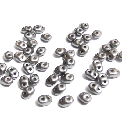 Margele Superduo 2,5x5mm, Pearl Coat - Silver