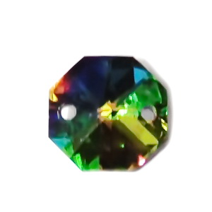 Conector/link sticla multicolora, octagonal, biconic, 14x14x7mm