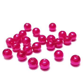 Perle plastic, roz inchis-fucsia, 6mm