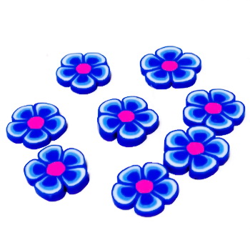 Cabochon polymer, floare albastru inchis, 9~10x1~2mm