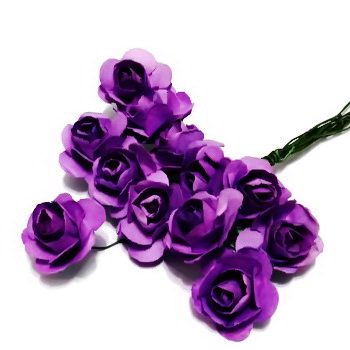 Trandafiri din hartie violet, 20x12mm-legatura 12 buc