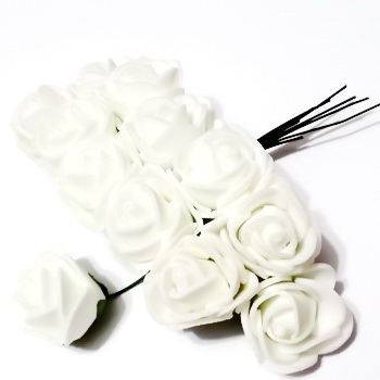 Trandafiri din latex alb, 22x18mm-legatura 12 buc