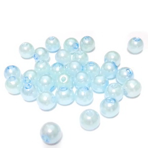 Perle plastic, bleu, 6mm