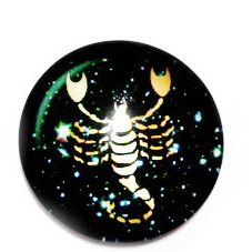 Cabochon sticla zodiac, SCORPION, 25x6mm 
