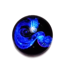 Cabochon sticla zodiac, albastru, VARSATOR, 12x4mm 