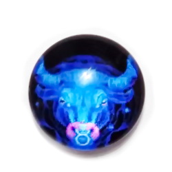Cabochon sticla zodiac, albastru,TAUR, 12x4mm 