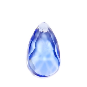 Pandantiv sticla, fatetat, albastru deschis, lacrima 16x9x6mm