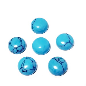 Cabochon turcoaz sintetic, albastru intens, 8mm