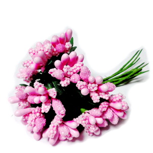 Buchet 12 flori roz, din stamine, 7-8 cm