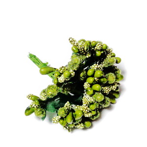 Buchet 12 flori verzi, din stamine, 7-8 cm
