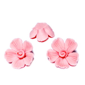 Cabochon portelan floare roz somon, 17~18x17~18x7~8mm