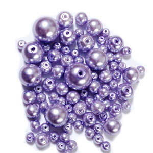 Mix perle sticla, mov deschis, 4-12 mm