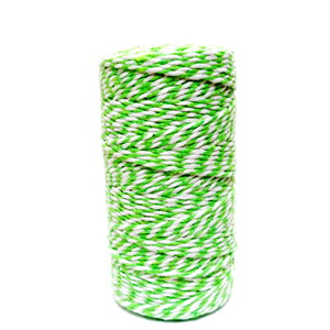 Snur bumbac rasucit, verde cu alb, grosime 1.5~2mm, bobina cca 91 m
