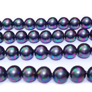 Perle stil Mallorca, gri inchis cu nuante AB, 6 mm