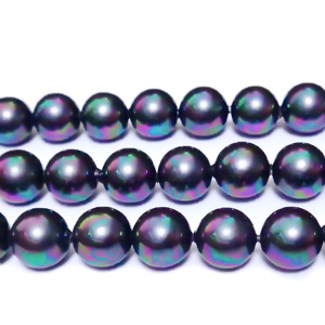 Perle stil Mallorca, gri inchis cu nuante AB, 8 mm