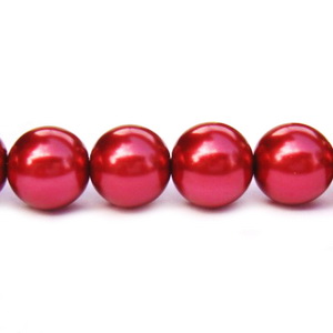 Perle sticla rosu inchis, 10 mm