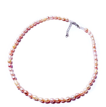 Colier perle de cultura roz,7~8x5.5~6mm, 46 cm