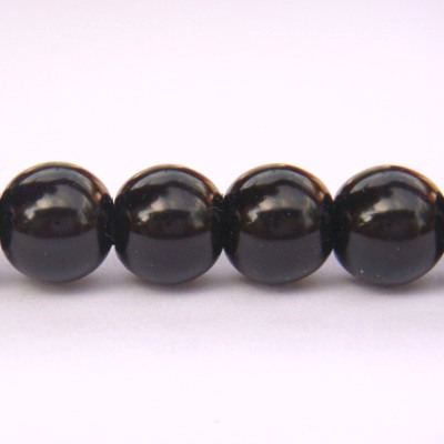 Perle sticla, negre, 8 mm
