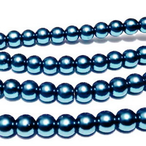 Perle sticla albastre-turcoaz inchis, 8mm