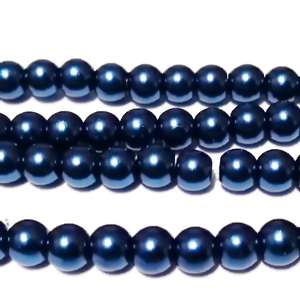 Perle sticla albastru inchis, 6mm
