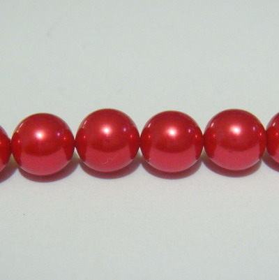 Perle sidef, vopsite rosii, 8mm
