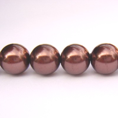 Perle sticla, maro, 12 mm
